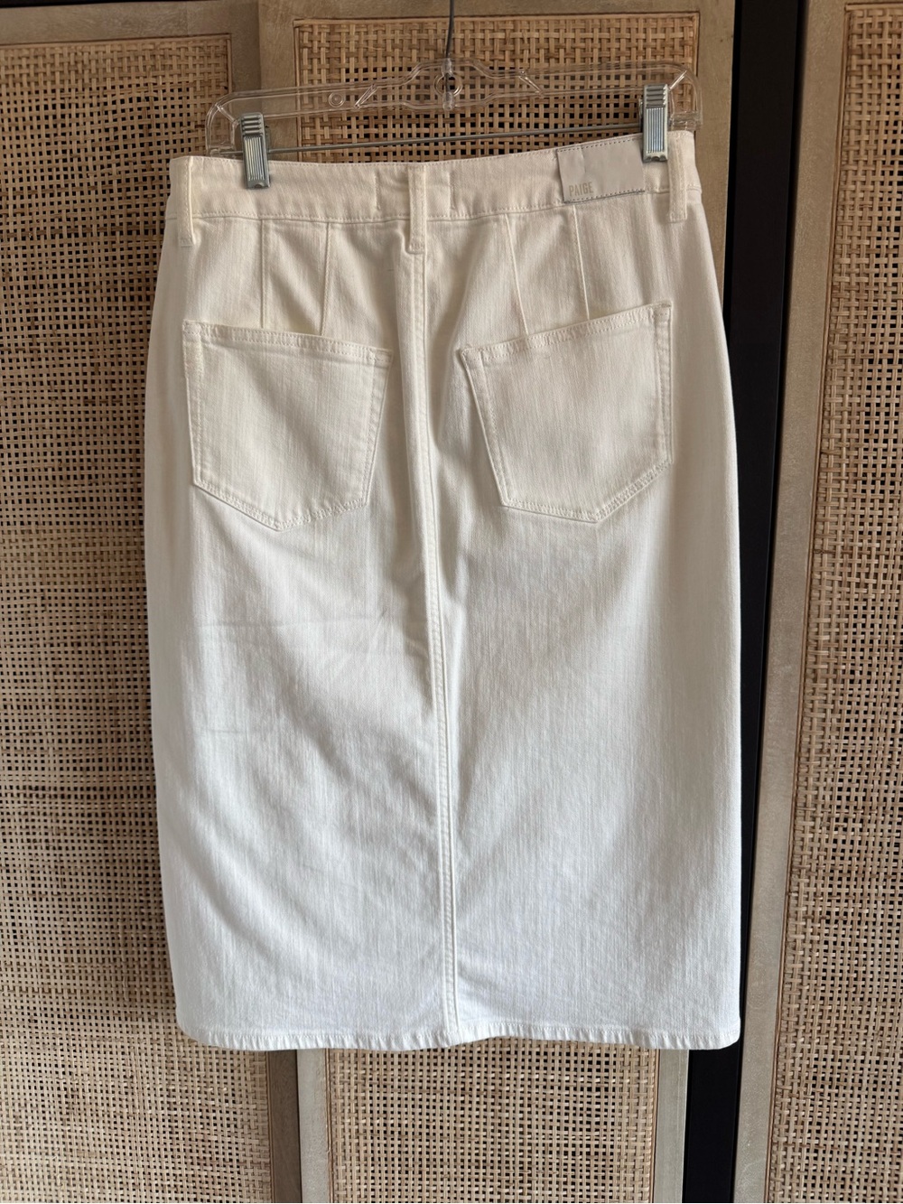 PAIGE Cream Button-Front Midi Skirt with Patch Pockets - Picture 3 of 10